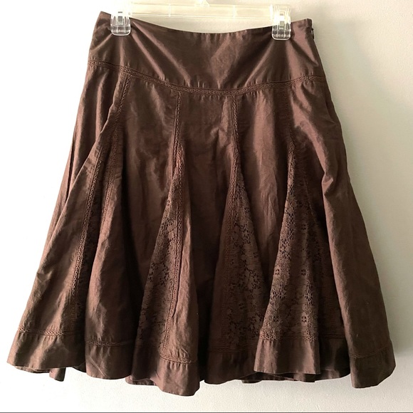 Brown Cotton and Lace Circle Skirt 4 - Picture 2 of 5